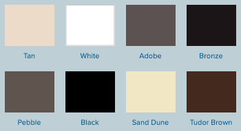 Frame color options: Tan, White, Adobe, Bronze, Pebble, Black, Sand Dune, Tudor Brown