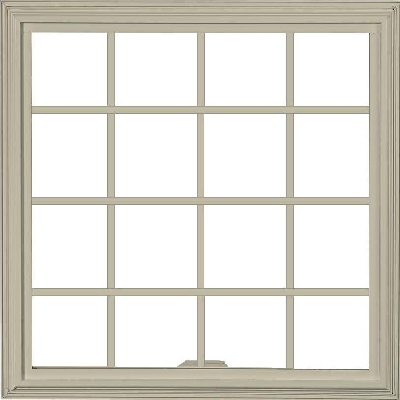 Beige gridded double-hung replacement window