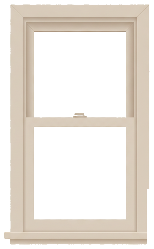 Beige vinyl single-hung replacement window